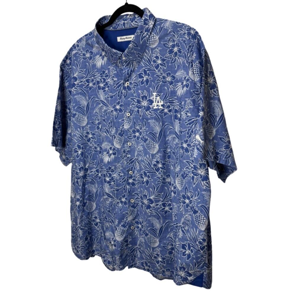 Los Angeles Dodgers Tommy Bahama Sport Tiki Luau Button-Up Shirt - Royal XXXL - Picture 6 of 9